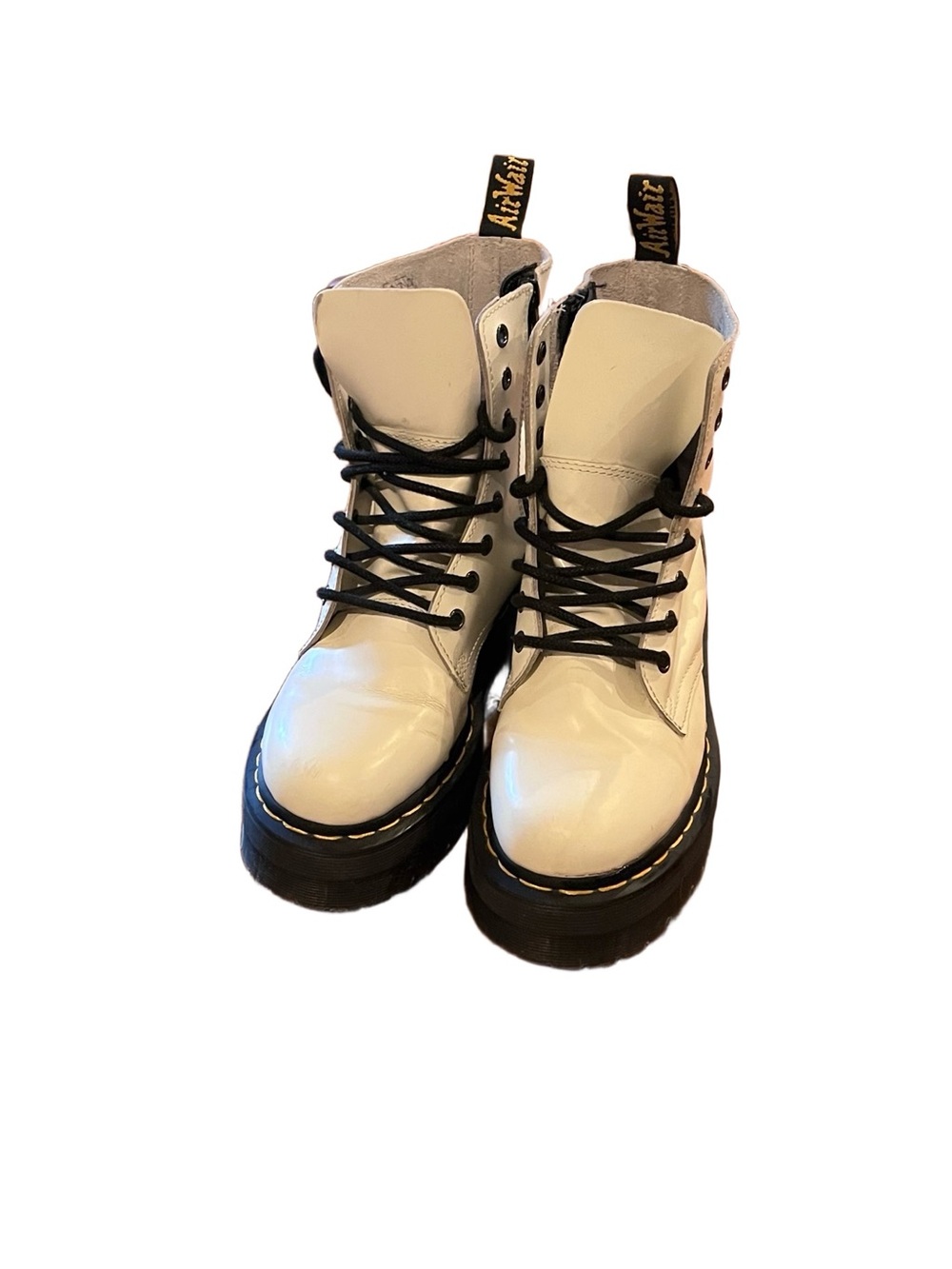 Dr. Martens Jadon Boots White Leather Platforms Sz 7 Grunge Punk Festival Combat